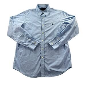 Ralph Lauren Mens L Classic Fit Performance Button Up Blue Long Sleeve Preppy